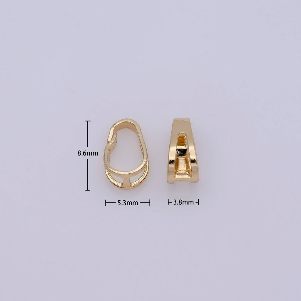 20x Bail For Pendant Snap-on for Pendant, Clip On Bail for Necklace Jewelry Making Bulk Wholesale Findings 18K Gold plated 8.6x5.3mm - DLUXCA