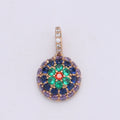20x11mm Wholesale 18K Gold-plated Round Pendant with Multicolored Rhinestones, Pendant for Necklace Bracelet Anklet Making J-170 - DLUXCA