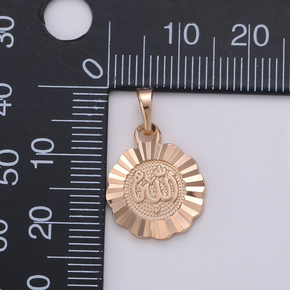 22x14mm Wholesale 18K Gold-plated Rose Gold Arabic Text Medallion Pendant, Allah Moslem God Pendant for Necklace Bracelet Anklet Making J-179 - DLUXCA