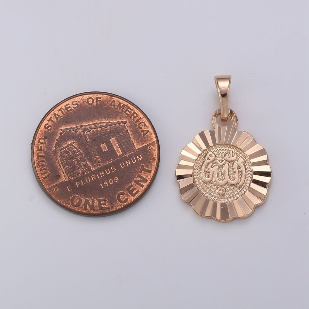 22x14mm Wholesale 18K Gold-plated Rose Gold Arabic Text Medallion Pendant, Allah Moslem God Pendant for Necklace Bracelet Anklet Making J-179 - DLUXCA
