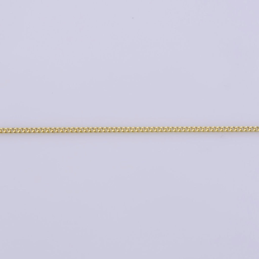 23.5" Curb Chain Necklace, 14K Gold Plated Finished Chain For Jewelry Making, Dainty 1.1mm Curb Necklace w/Spring Ring | CN-362 Clearance Pricing - DLUXCA
