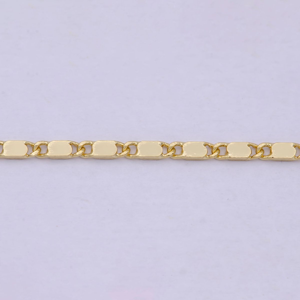 23.5 Inch Scroll Finished Chain, 14K Gold plated Flat Link Chain, Dainty 2.4mm Unique Necklace with Lobster Clasps | WA-621 Clearance Pricing - DLUXCA