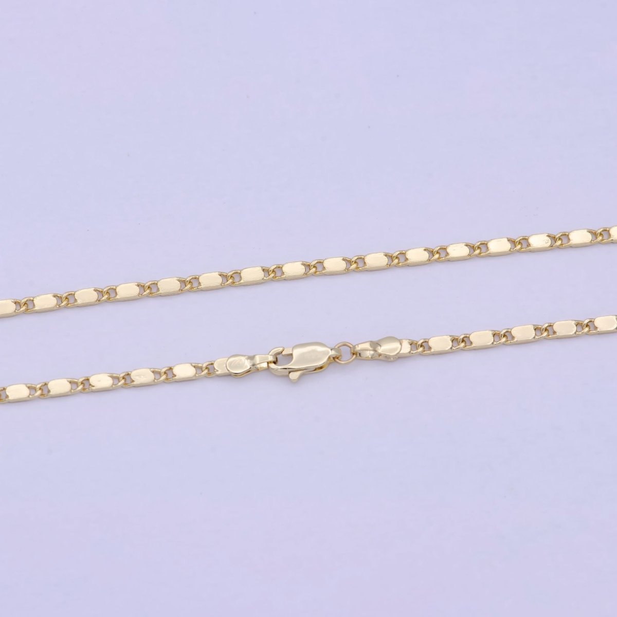 23.5 Inch Scroll Finished Chain, 14K Gold plated Flat Link Chain, Dainty 2.4mm Unique Necklace with Lobster Clasps | WA-621 Clearance Pricing - DLUXCA