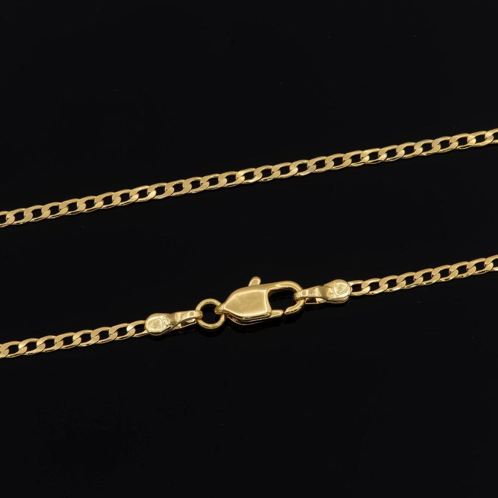 Long 23.9 inch Curb Chain Necklace, 24K Gold plated Curb Finished Necklace For Jewelry Making, Dainty 1.9mm Curb Necklace w/ Lobster Clasps | CN-933