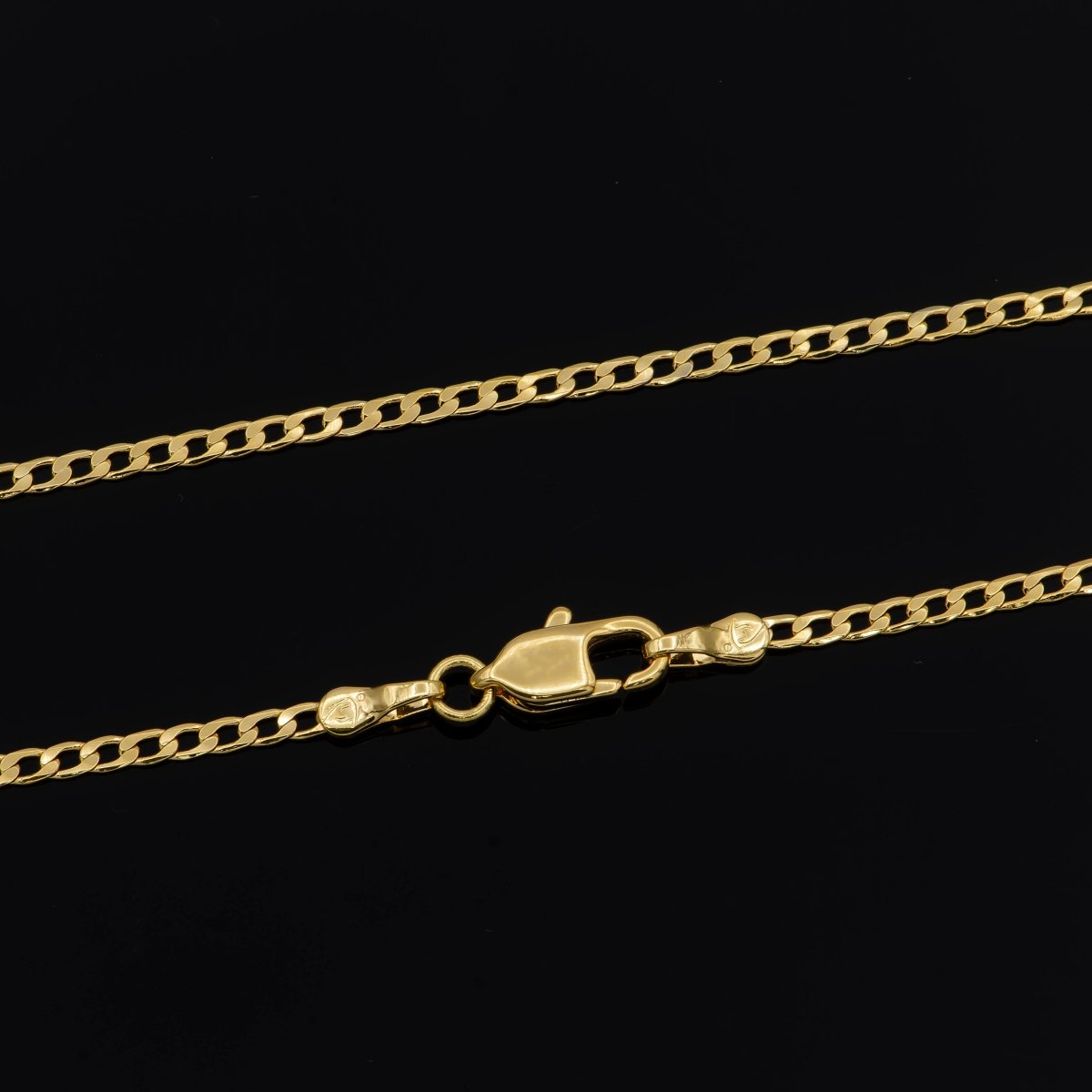 Long 23.9 inch Curb Chain Necklace, 24K Gold plated Curb Finished Necklace For Jewelry Making, Dainty 1.9mm Curb Necklace w/ Lobster Clasps | CN-933