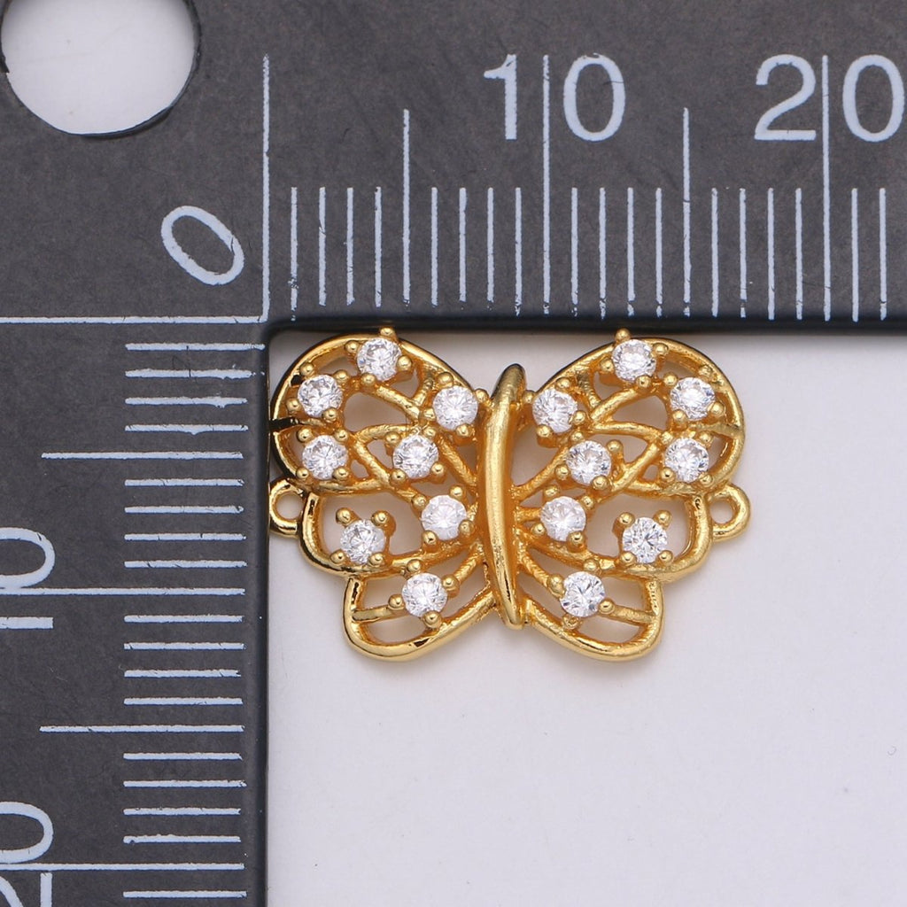 24K Cute Little Butterfly Connectors F-565 - DLUXCA