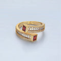 24K God plated Red, Green CZ Baguette Micro Paved Wrap Ring | U349 U366