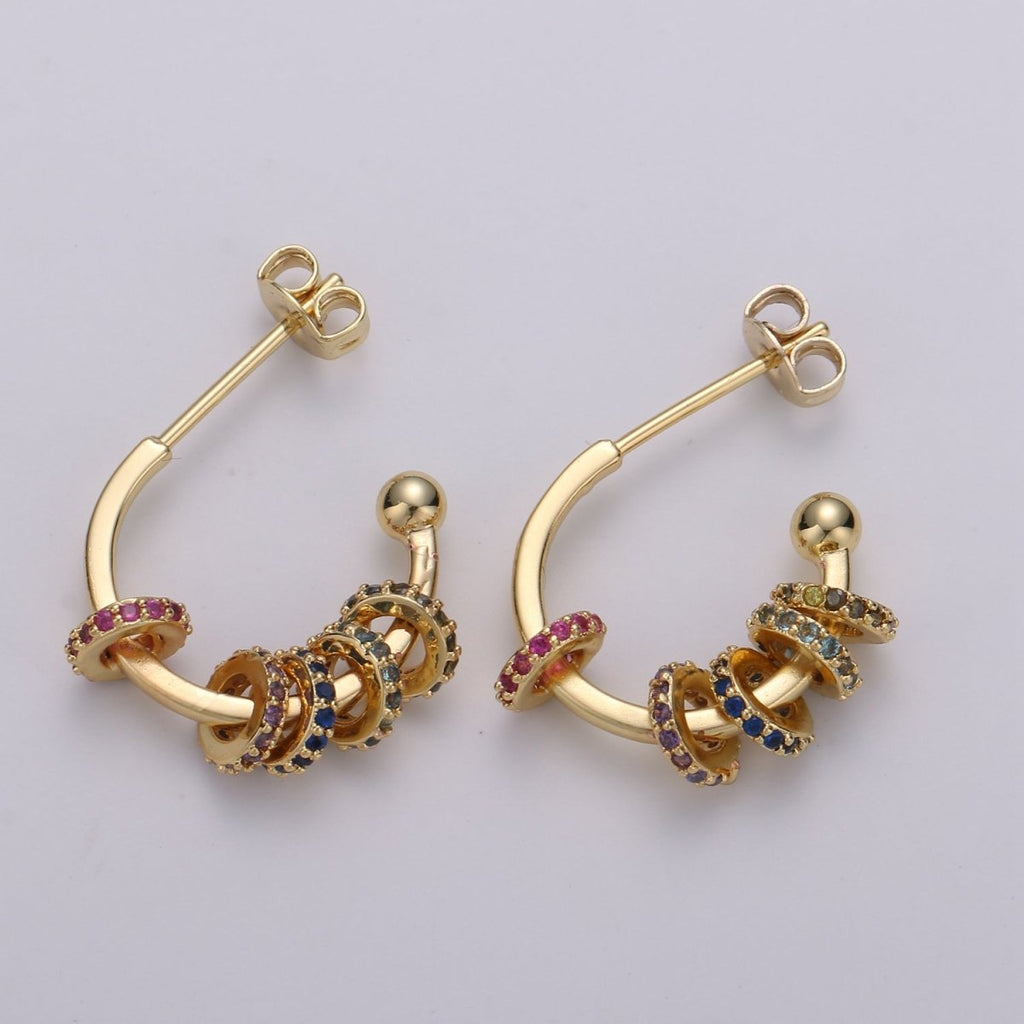 24k Gold Earrings, Hoop Earrings, Medium Hoop, Stud Earring, Gold Plated Earring, Gift for Her, Everyday Wear Earring K-817 - DLUXCA