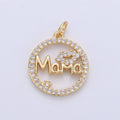 24k Gold Fill Micro Pave Mother Charm - Mama Necklace Charm - Mother Necklace Pendant - Mother's Day Gifts - Mama Letter Necklace Pendant I-563 - DLUXCA