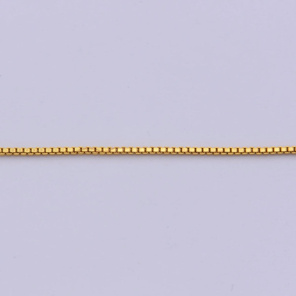 24K Gold plated 0.5mm Dainty Box 18 Inch Layering Chain Necklace w. Lobster Clasps | WA-417 Clearance Pricing - DLUXCA