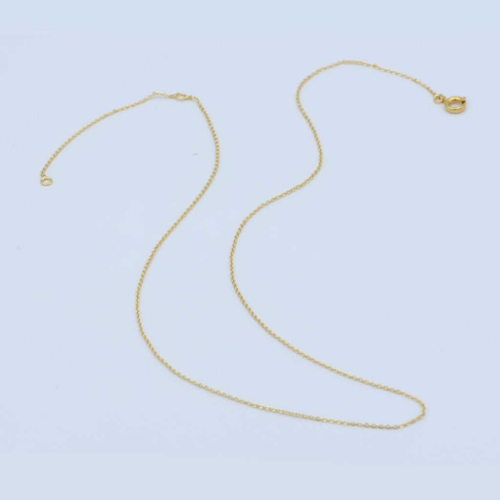 24K Gold plated 0.7mm Dainty Cable Chain 18 Inch Necklace w. Extender | WA-187 Clearance Pricing - DLUXCA