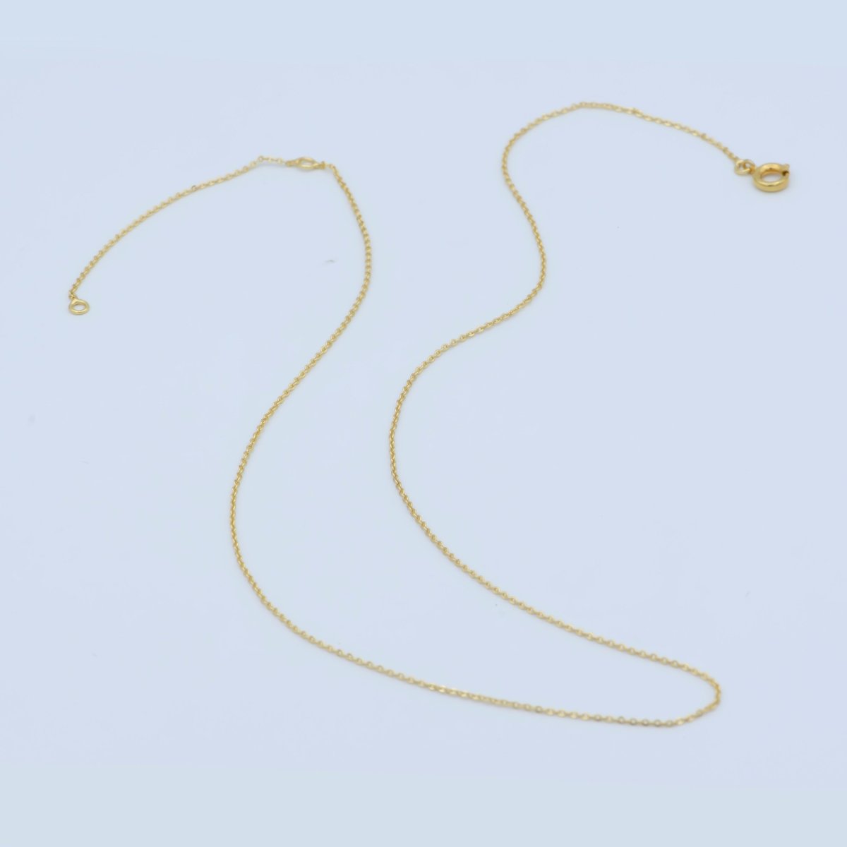 24K Gold plated 0.7mm Dainty Cable Chain 18 Inch Necklace w. Extender | WA-187 Clearance Pricing - DLUXCA