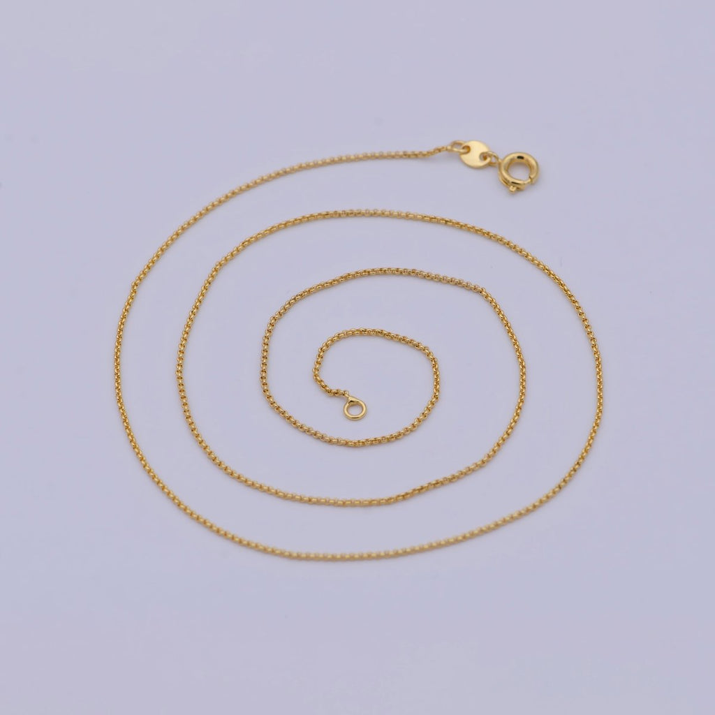 24K Gold plated 0.8mm Dainty Rounded Rolo 18 Inch Layering Chain Necklace | WA-473 Clearance Pricing - DLUXCA