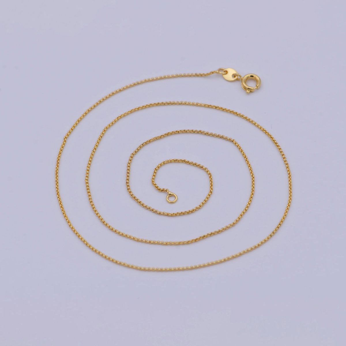 24K Gold plated 0.8mm Dainty Rounded Rolo 18 Inch Layering Chain Necklace | WA-473 Clearance Pricing - DLUXCA
