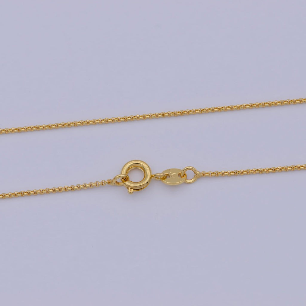 24K Gold plated 0.8mm Dainty Rounded Rolo 18 Inch Layering Chain Necklace | WA-473 Clearance Pricing - DLUXCA