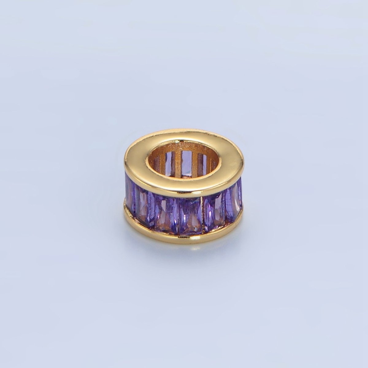 24K Gold plated 10.5mm Baguette CZ Rhondelle Bead | B006