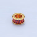 24K Gold plated 10.5mm Baguette CZ Rhondelle Bead | B006