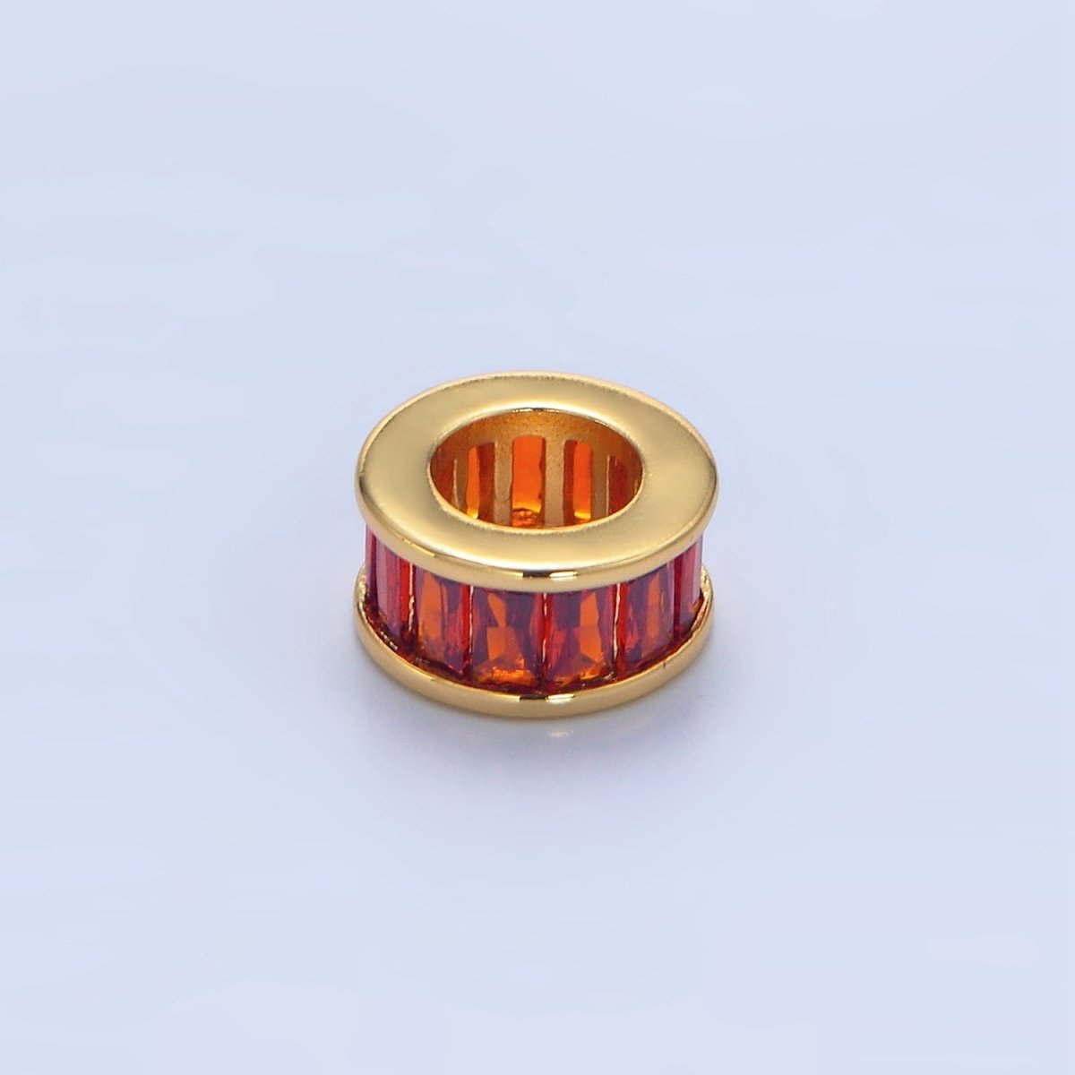 24K Gold plated 10.5mm Baguette CZ Rhondelle Bead | B006
