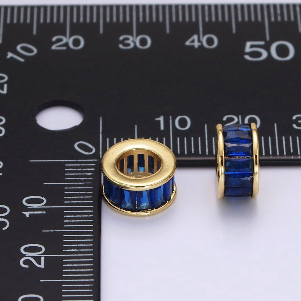 24K Gold plated 10.5mm Baguette CZ Rhondelle Bead | B006