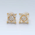 24K Gold plated 10.5mm Clear CZ Geometric Flower CZ Stud Earrings | AB1225 - DLUXCA