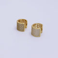 24K Gold plated 10.5mm Wide Micro Paved Cartilage Huggie Earrings | T014 - DLUXCA