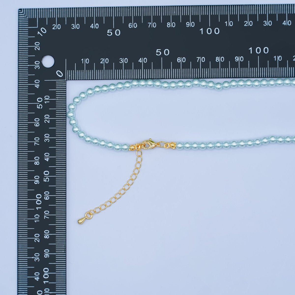 24K Gold plated 10mm, 8mm, 6mm, 4mm, 3mm Blue Round Shell Pearl 17 Inch Necklace | WA - 2805 ~ WA - 2809 