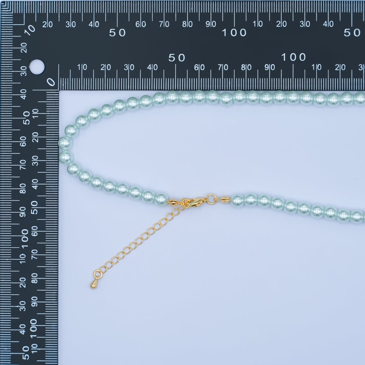 24K Gold plated 10mm, 8mm, 6mm, 4mm, 3mm Blue Round Shell Pearl 17 Inch Necklace | WA - 2805 ~ WA - 2809 