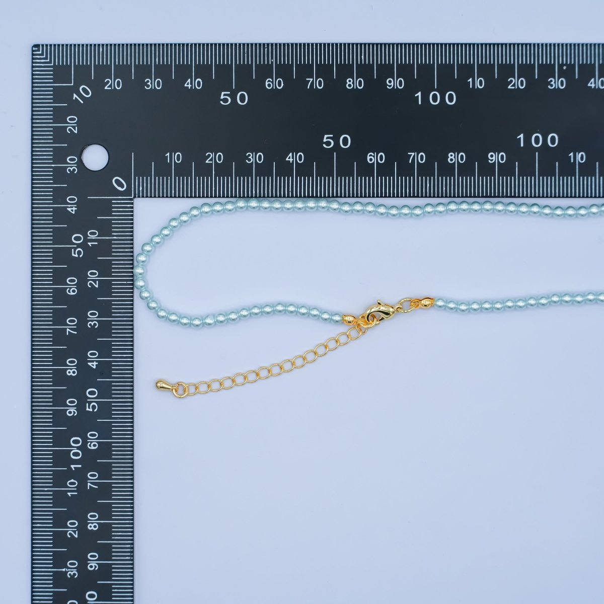 24K Gold plated 10mm, 8mm, 6mm, 4mm, 3mm Blue Round Shell Pearl 17 Inch Necklace | WA - 2805 ~ WA - 2809 