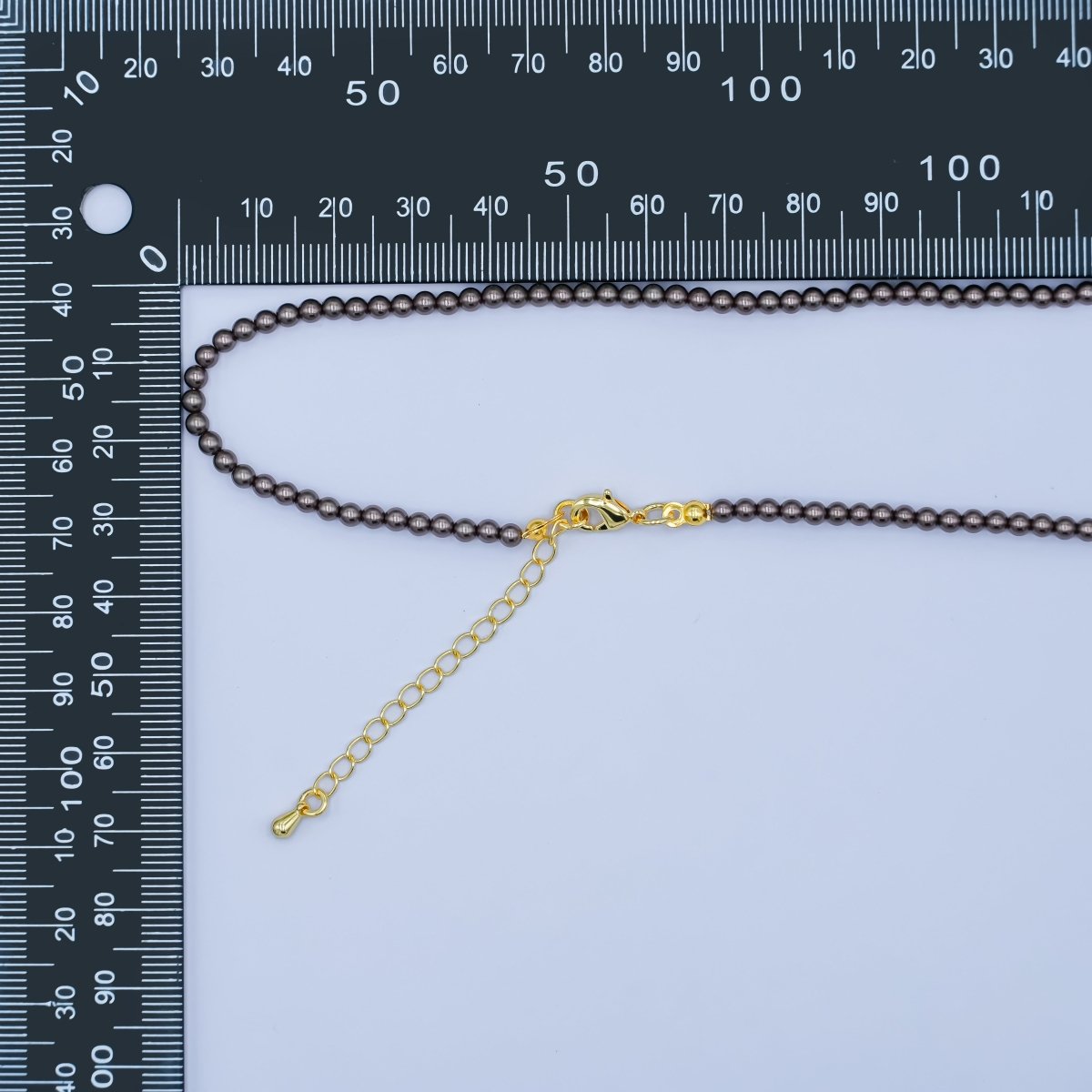 24K Gold plated 10mm, 8mm, 6mm, 4mm, 3mm Brown Round Shell Pearl 17 Inch Necklace | WA - 2815 ~ WA - 2819 