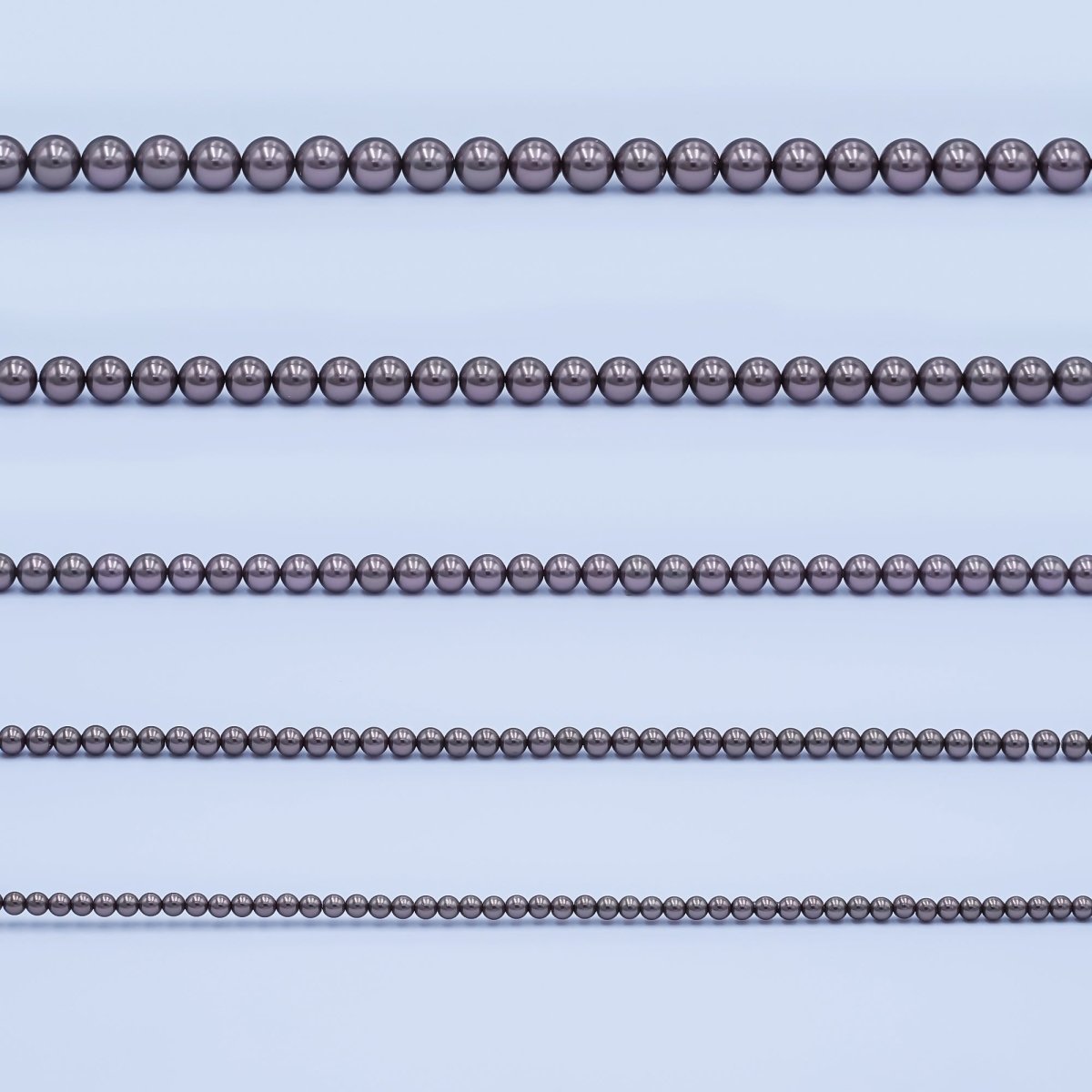 24K Gold plated 10mm, 8mm, 6mm, 4mm, 3mm Brown Round Shell Pearl 17 Inch Necklace | WA - 2815 ~ WA - 2819 