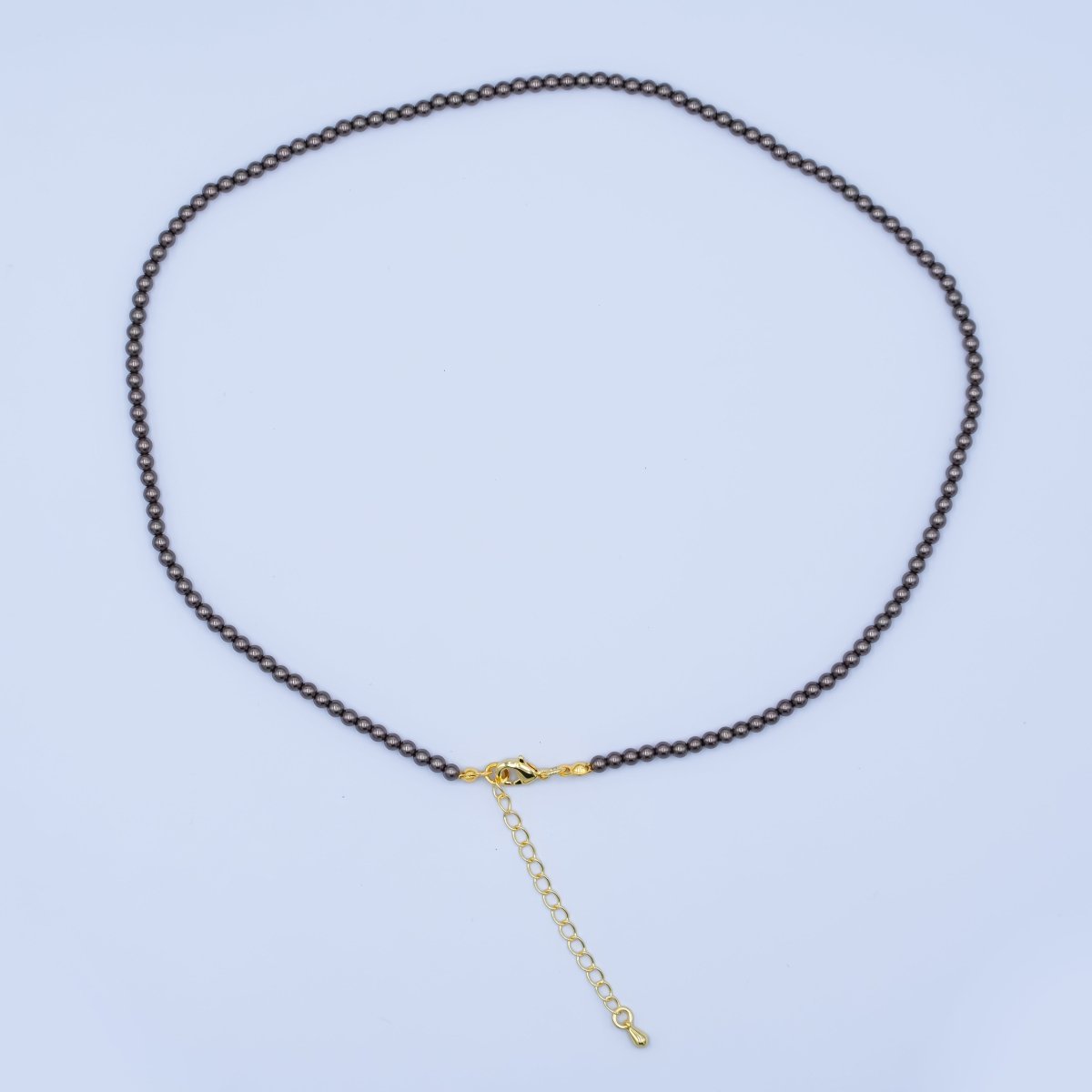 24K Gold plated 10mm, 8mm, 6mm, 4mm, 3mm Brown Round Shell Pearl 17 Inch Necklace | WA - 2815 ~ WA - 2819 