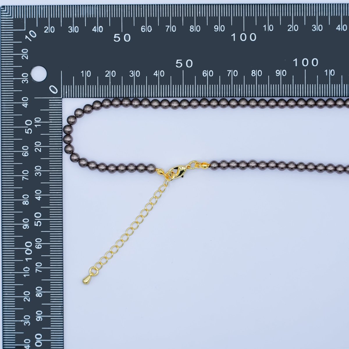 24K Gold plated 10mm, 8mm, 6mm, 4mm, 3mm Brown Round Shell Pearl 17 Inch Necklace | WA - 2815 ~ WA - 2819 