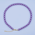 24K Gold plated 10mm, 8mm, 6mm, 4mm, 3mm Dark Purple Round Shell Pearl 17 Inch Necklace | WA - 2835 ~ WA - 2831 