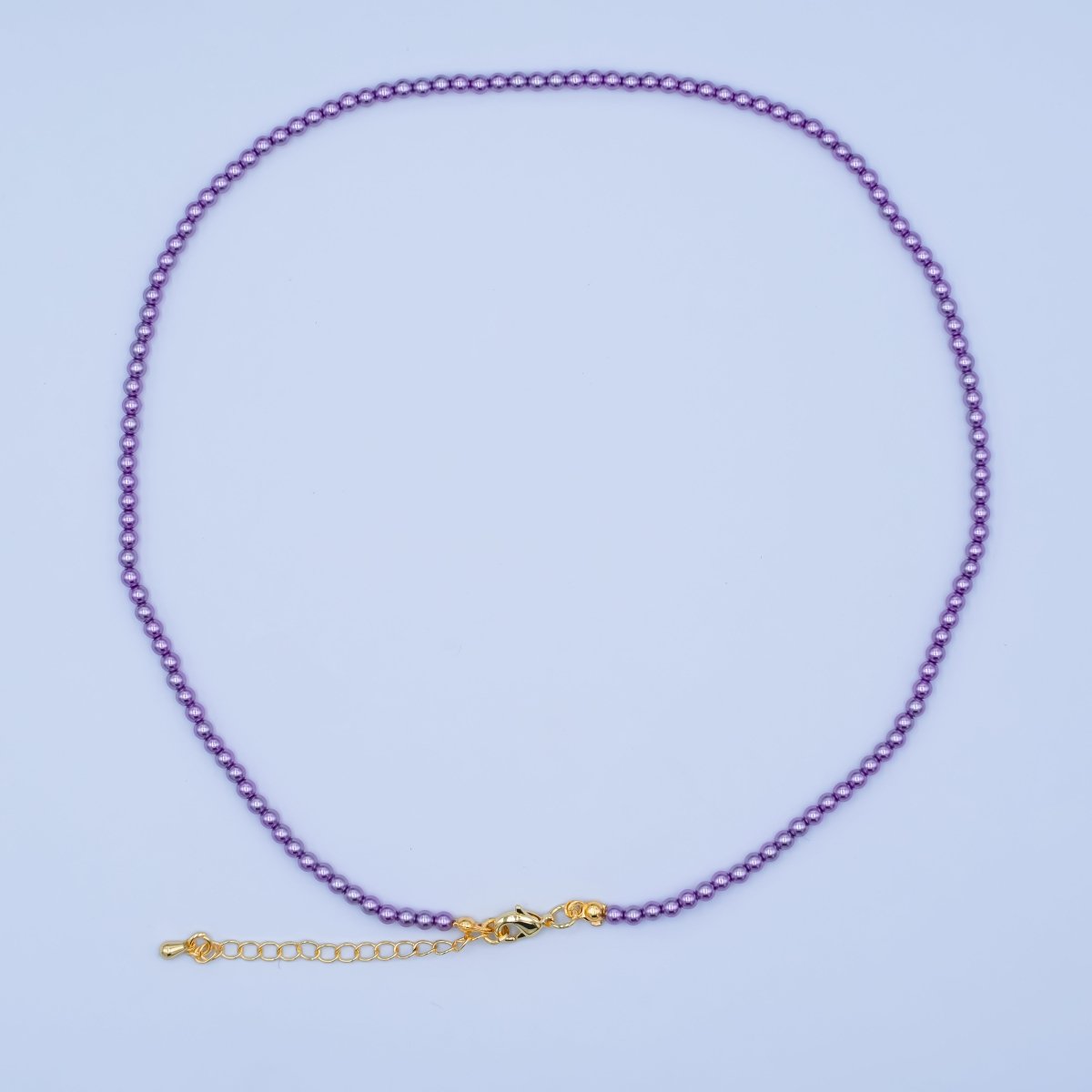 24K Gold plated 10mm, 8mm, 6mm, 4mm, 3mm Dark Purple Round Shell Pearl 17 Inch Necklace | WA - 2835 ~ WA - 2831 