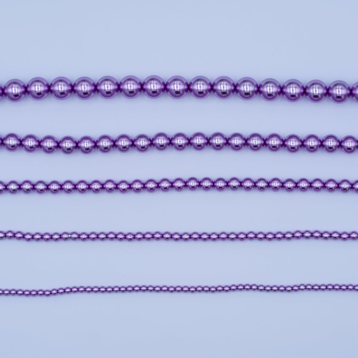 24K Gold plated 10mm, 8mm, 6mm, 4mm, 3mm Dark Purple Round Shell Pearl 17 Inch Necklace | WA - 2835 ~ WA - 2831 