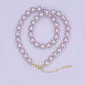 24K Gold plated 10mm, 8mm, 6mm, 4mm, 3mm Light Purple Round Shell Pearl 17 Inch Necklace | WA - 2838 ~ WA - 2842 