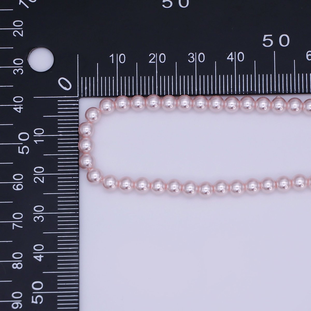 24K Gold plated 10mm, 8mm, 6mm, 4mm, 3mm Rose Pink Round Shell Pearl 17 Inch Necklace | WA - 2785 ~ WA - 2789 - DLUXCA
