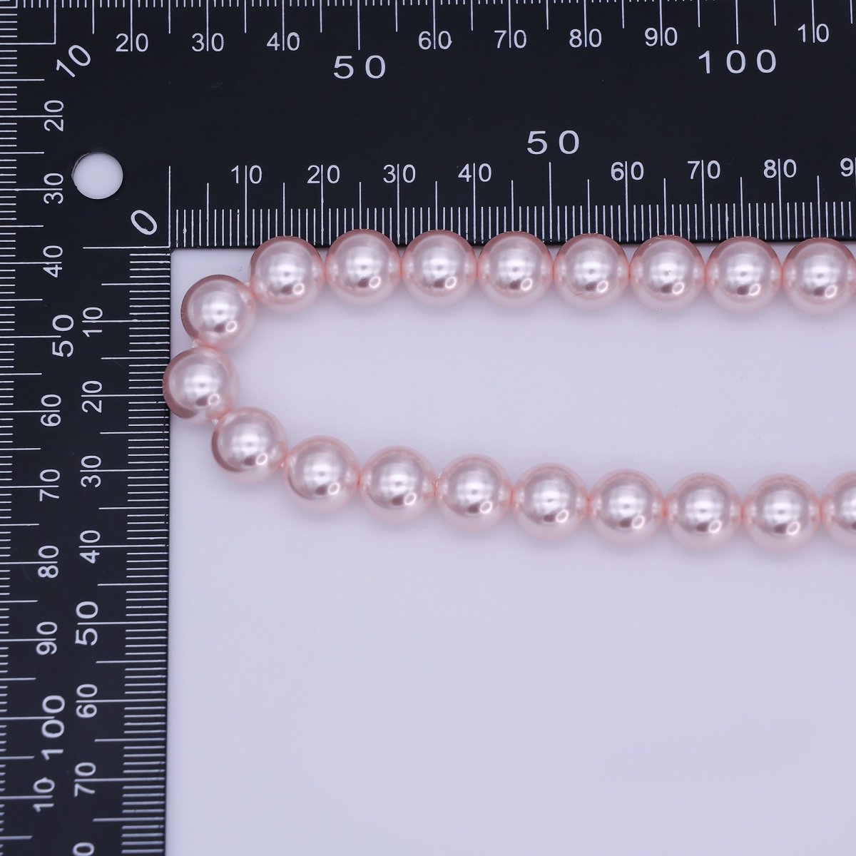 24K Gold plated 10mm, 8mm, 6mm, 4mm, 3mm Rose Pink Round Shell Pearl 17 Inch Necklace | WA - 2785 ~ WA - 2789 - DLUXCA