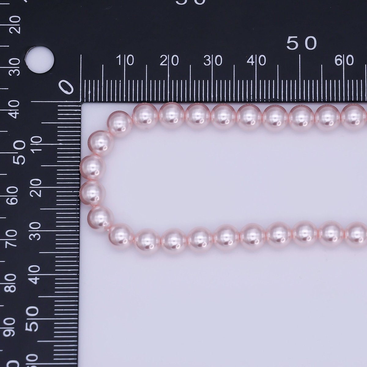 24K Gold plated 10mm, 8mm, 6mm, 4mm, 3mm Rose Pink Round Shell Pearl 17 Inch Necklace | WA - 2785 ~ WA - 2789 - DLUXCA