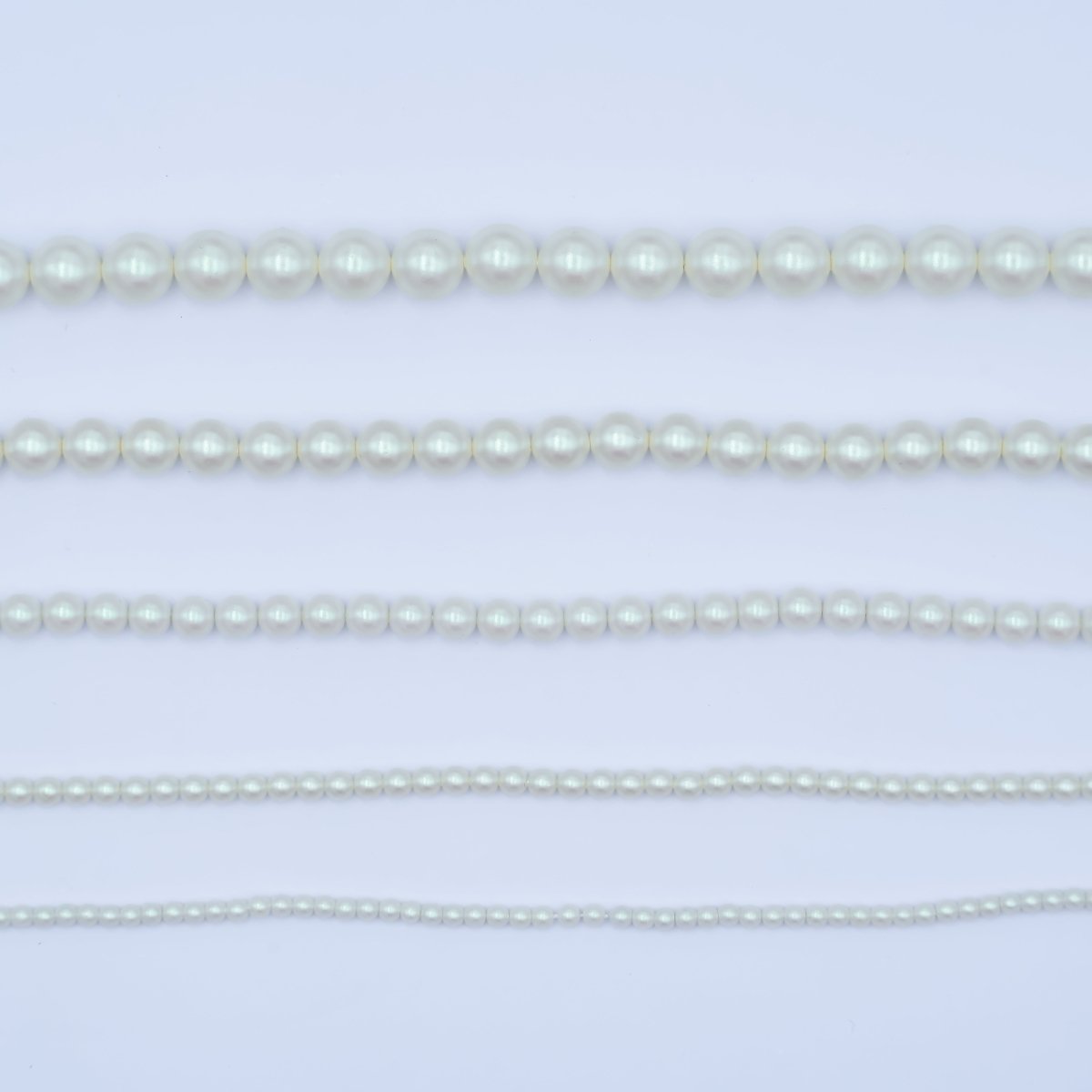24K Gold plated 10mm, 8mm, 6mm, 4mm, 3mm White Shell Pearl Gemstone 17 Inch Necklace | WA - 2775 ~ WA - 2779 - DLUXCA