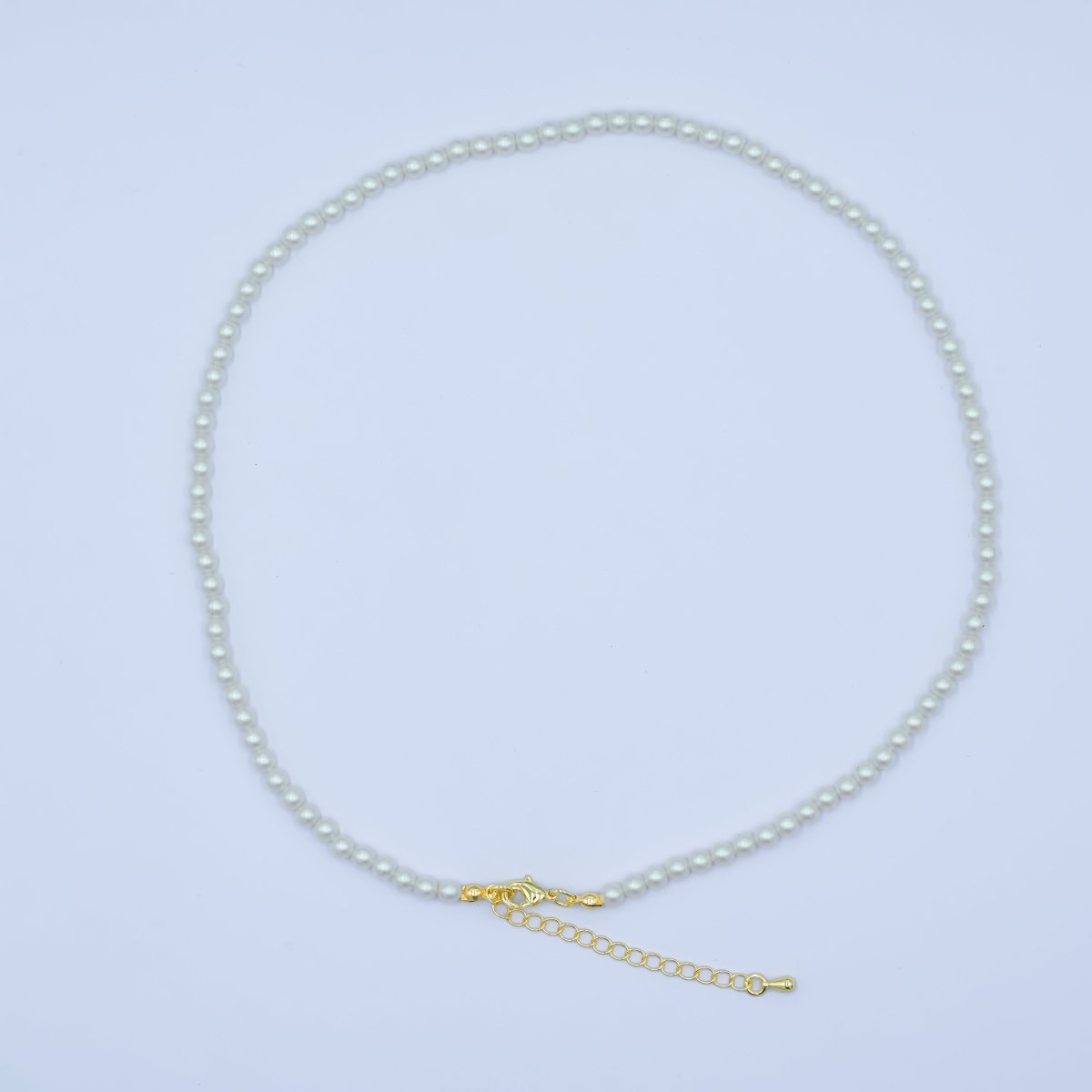 24K Gold plated 10mm, 8mm, 6mm, 4mm, 3mm White Shell Pearl Gemstone 17 Inch Necklace | WA - 2775 ~ WA - 2779 - DLUXCA