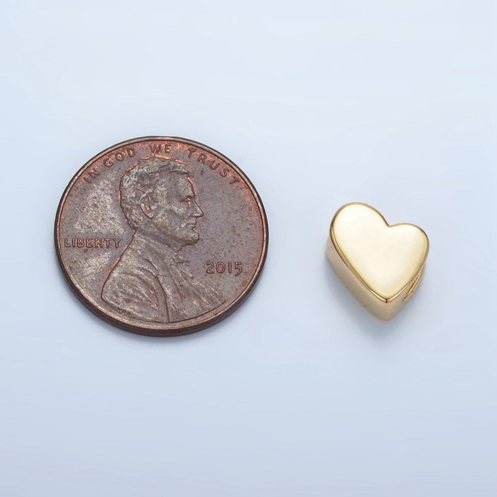 24K Gold plated 10mm Abstract Heart Minimalist Bead in Gold & Silver | B092