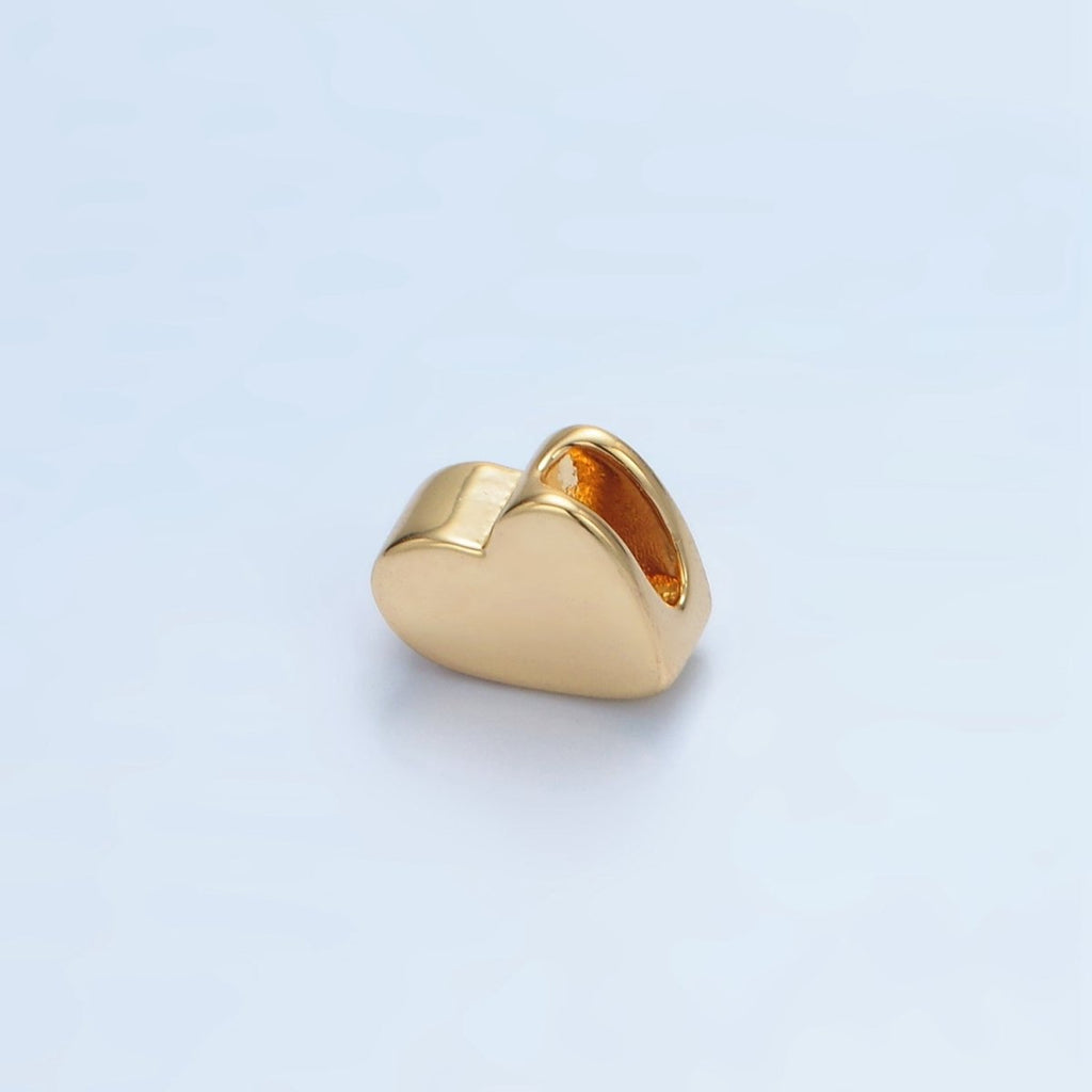 24K Gold plated 10mm Abstract Heart Minimalist Bead in Gold & Silver | B092