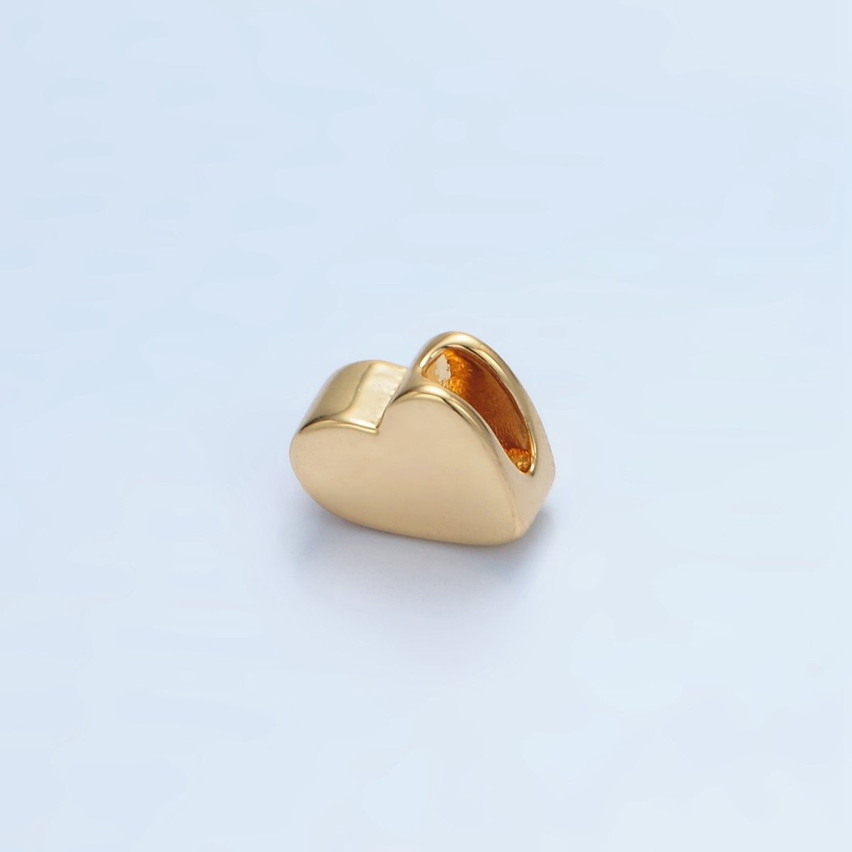 24K Gold plated 10mm Abstract Heart Minimalist Bead in Gold & Silver | B092