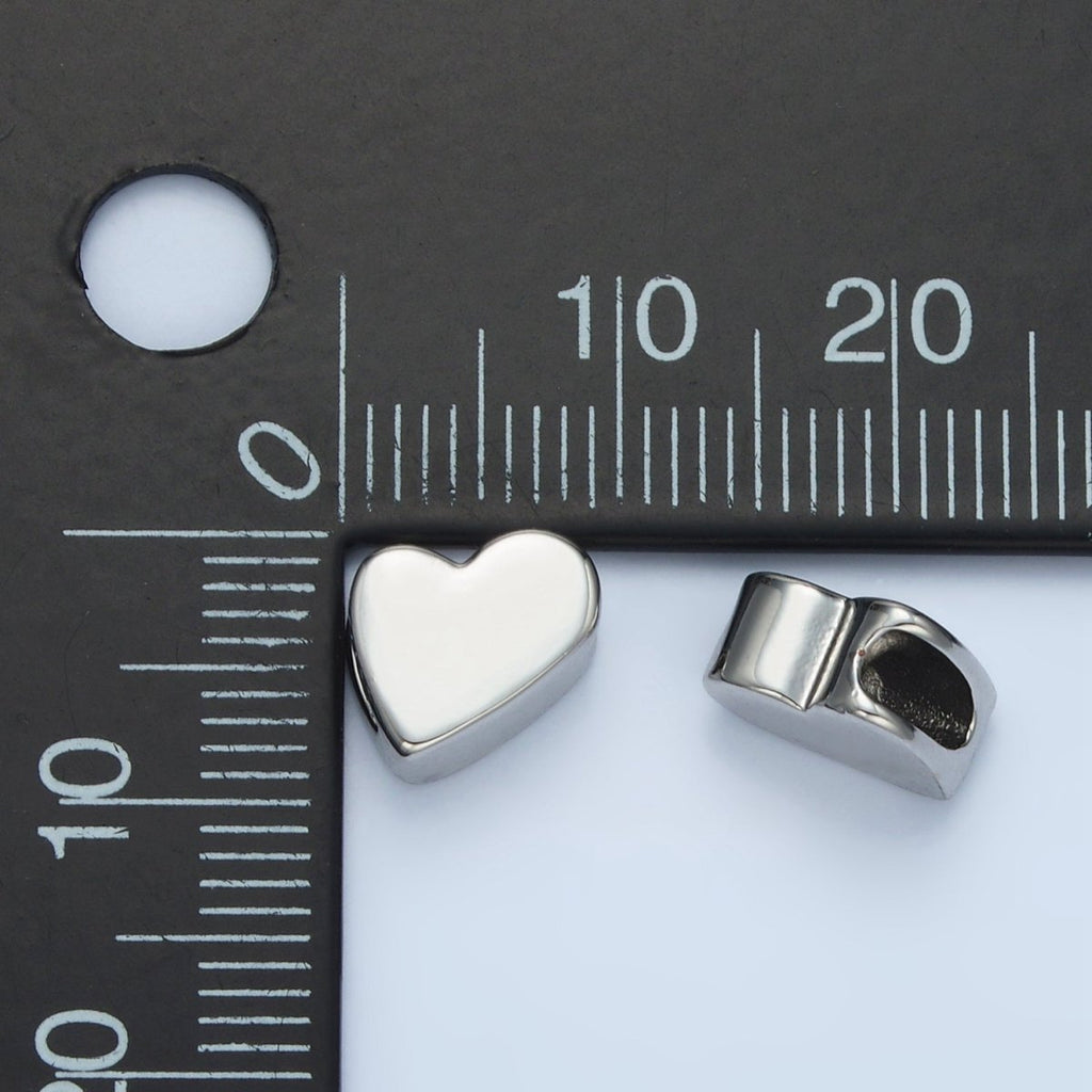 24K Gold plated 10mm Abstract Heart Minimalist Bead in Gold & Silver | B092