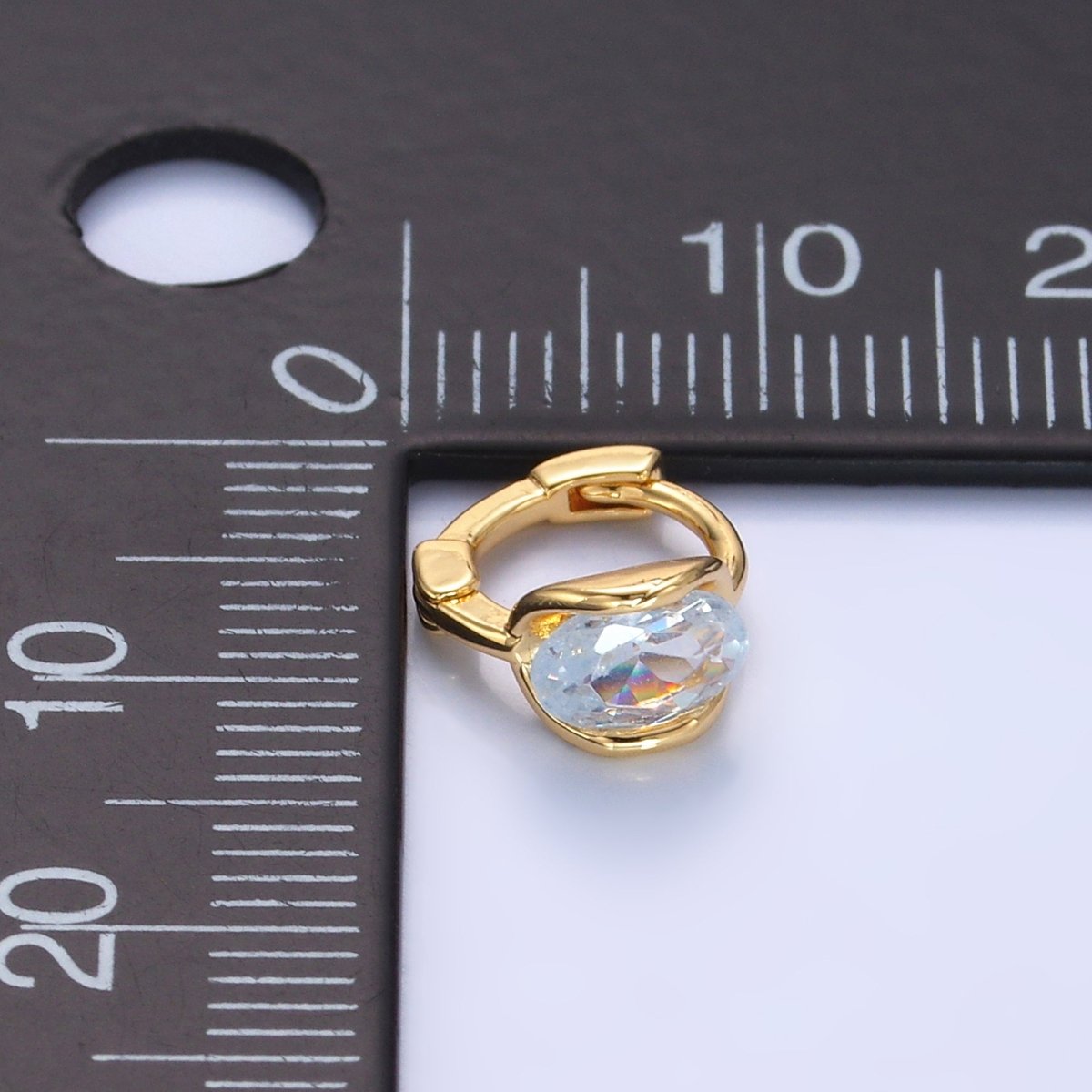 24K Gold plated 10mm Clear CZ Cartilage Huggie Earrings | AB982 - DLUXCA