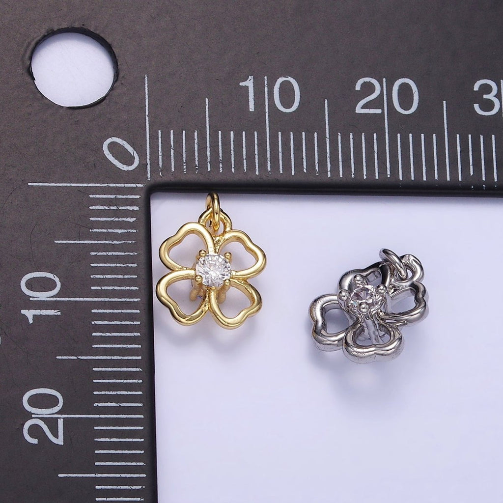 24K Gold plated 10mm CZ Open Flower Charm in Gold & Silver | C588 - DLUXCA