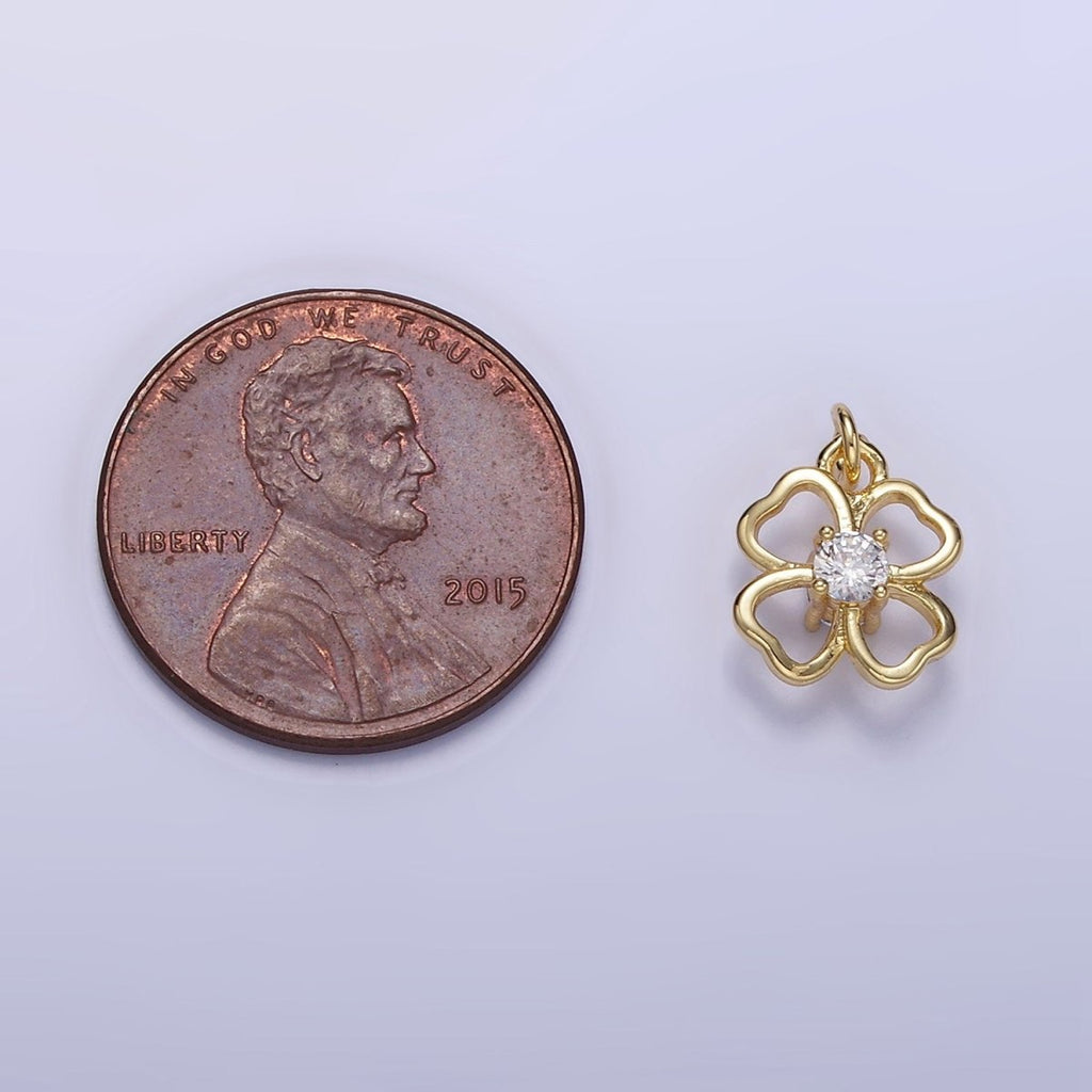 24K Gold plated 10mm CZ Open Flower Charm in Gold & Silver | C588 - DLUXCA