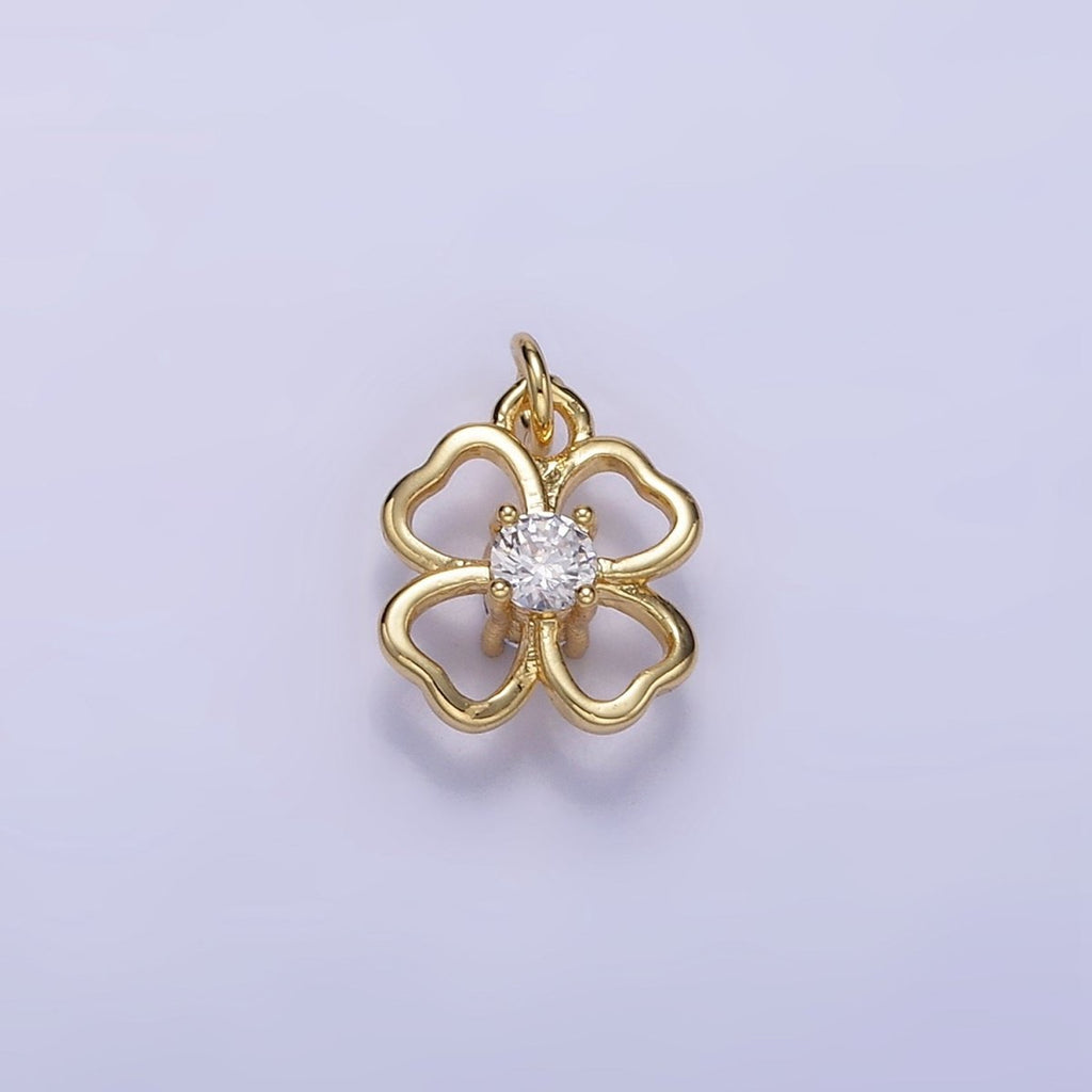 24K Gold plated 10mm CZ Open Flower Charm in Gold & Silver | C588 - DLUXCA