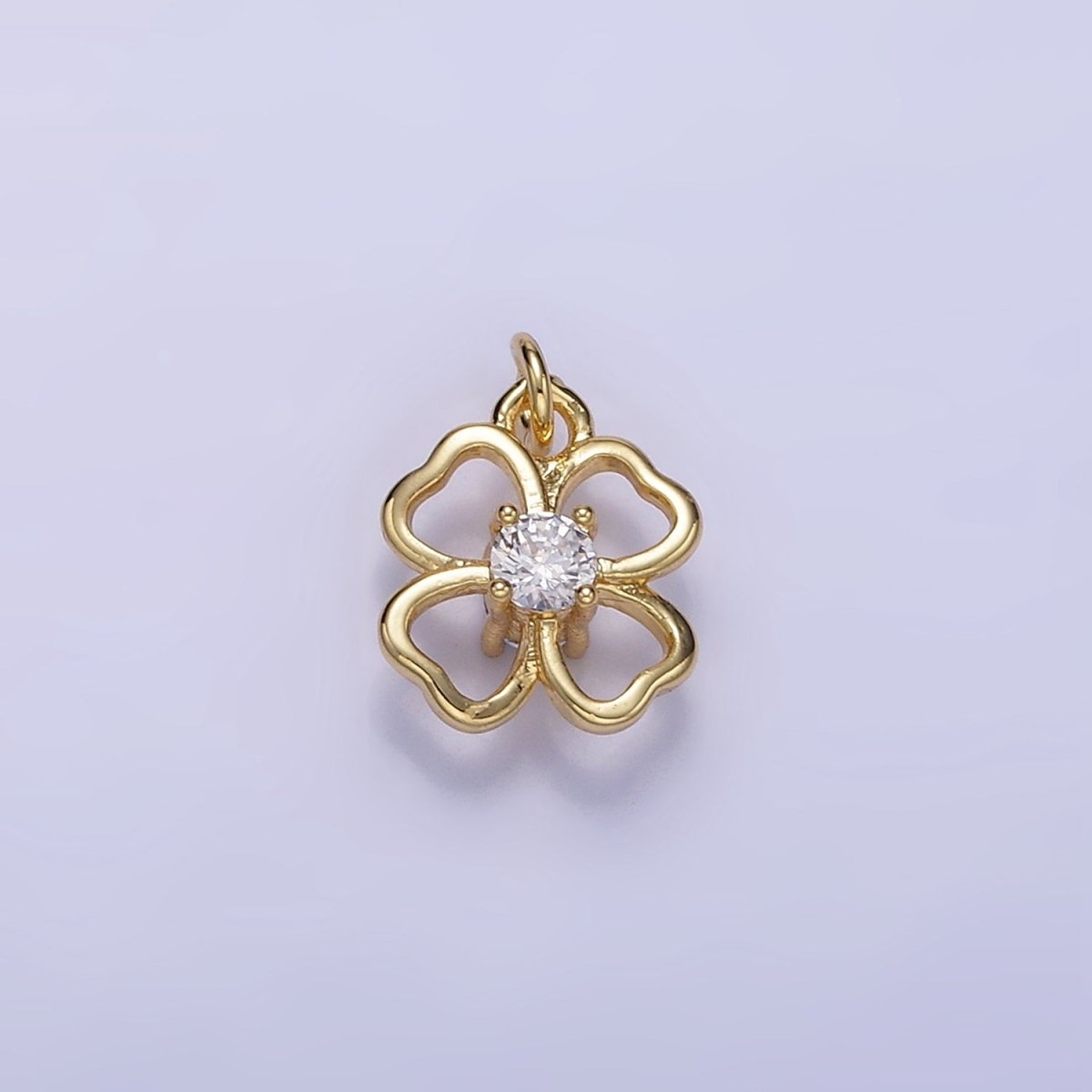 24K Gold plated 10mm CZ Open Flower Charm in Gold & Silver | C588 - DLUXCA